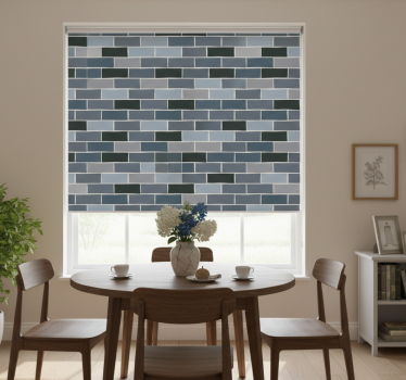 Estore de rolo sala de jantar padrão tijolo cinza claro - TenStickers
