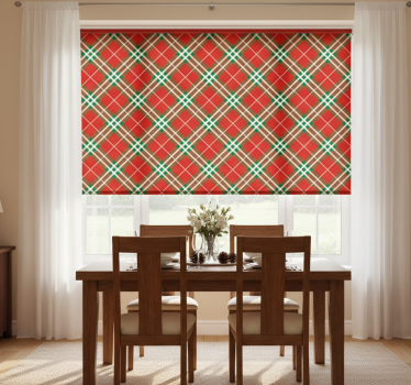 Estore de rolo sala de jantar tartã escocês vermelho e verde - TenStickers