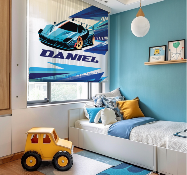Estore de rolo personalizável carro de corrida azul - TenStickers