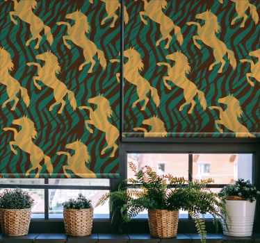 Estores de rolo de animais cavalos dourados galopando - TenStickers