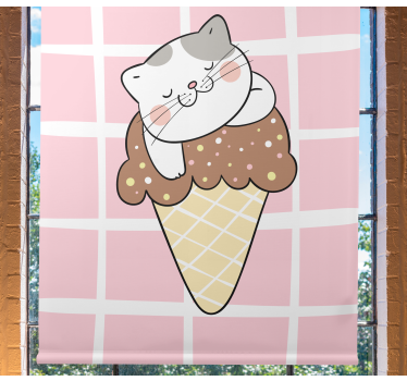 Estores de rolo de animais gato em casquinha de sorvete - TenStickers