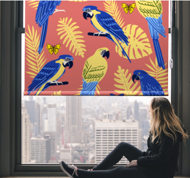 Estores de rolo de animais exibição de papagaios coloridos - TenStickers