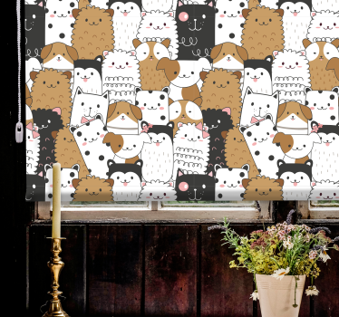 Estores de rolo de animais expressões adoráveis - TenStickers