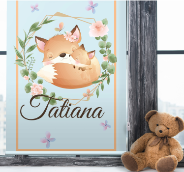 Estore de rolo infantil família de raposas com nome - TenStickers
