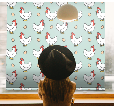 Estores de rolo de animais galinhas e ovos brancos - TenStickers