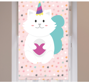 Estores de rolo de animais gato branco fofo - TenStickers