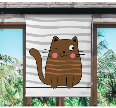 Estores de rolo de animais gato de desenho encantador - TenStickers