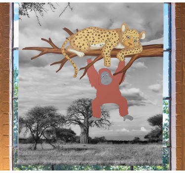 Estores de rolo de animais leopardo e orangotango - TenStickers