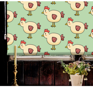 Estores de rolo de animais motivo de frango encantador - TenStickers