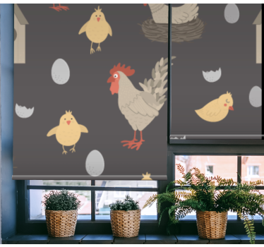 Estores de rolo de animais motivo de galinhas e ovos - TenStickers