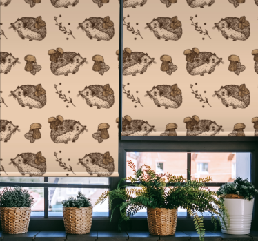 Estores de rolo de animais ouriços e cogumelos - TenStickers