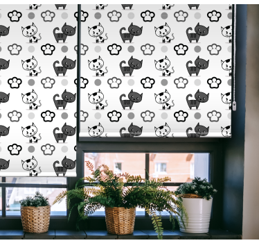 Estores de rolo de animais gatos cinza e branco - TenStickers