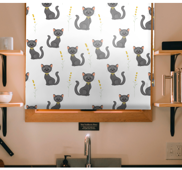 Estores de rolo de animais padrão de gatos pretos - TenStickers