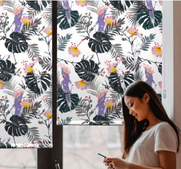 Estores de rolo de animais padrão de pássaros tropicais - TenStickers