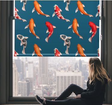 Estores de rolo de animais padrão de peixe koi - TenStickers