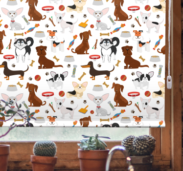 Estores de rolo de animais padrões de cachorro fofos - TenStickers