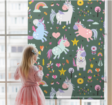Estores de rolo de animais padrões de unicórnio de fantasia - TenStickers