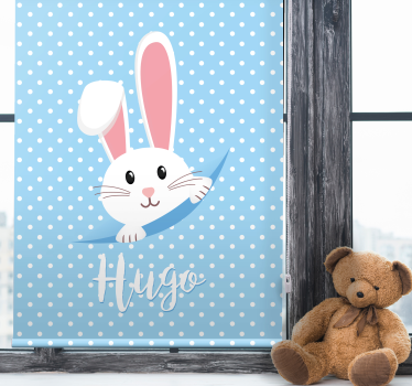 Estore de rolo quarto de bebé coelho branco com nome - TenStickers