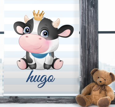 Estore de rolo infantil vaca coroada com nome - TenStickers