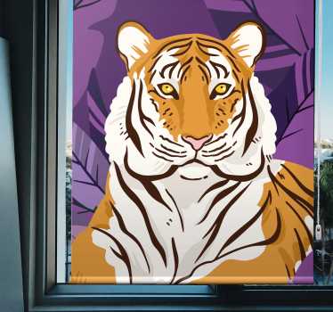 Estores de rolo de animais retrato de tigre com folhas - TenStickers
