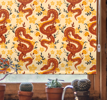 Estores de rolo de animais serpente com flores - TenStickers