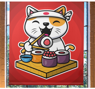 Estores de rolo de animais sushi de gato feliz - TenStickers