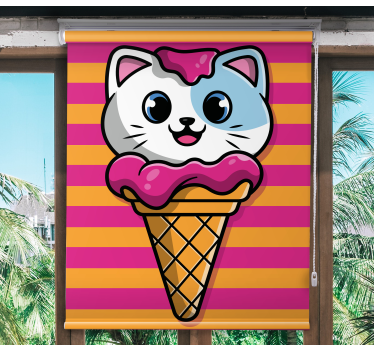 Gato fofo em sorvete crianças estors - TenStickers
