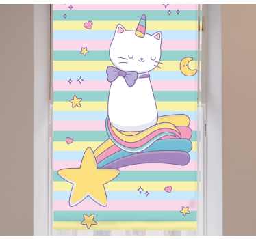 Gato unicórnio na estrela cadente crianças estors - TenStickers