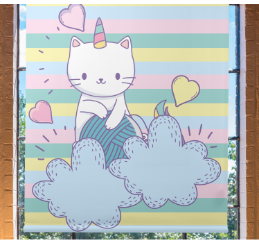 Gato unicórnio nas nuvens crianças estors - TenStickers