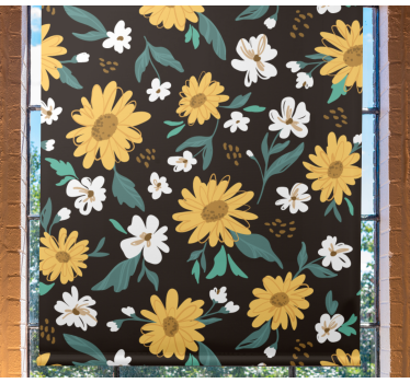 Girassóis e flores margaridas cortinas de rolo de flores - TenStickers