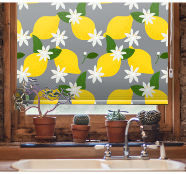 Limão amarelo em fundo cinza cortina de rolo de frutas e vegetais - TenStickers