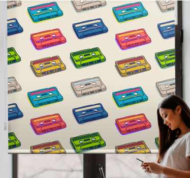 Padrão cassete multicores retrô mais vintage estor - TenStickers