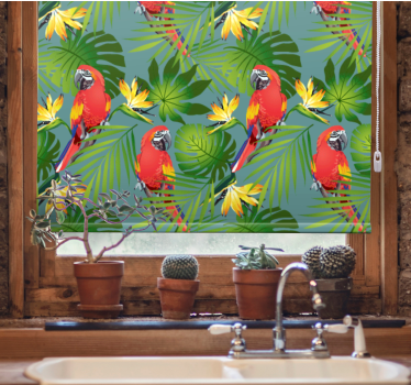 Papagaios coloridos em fundo azul estor animal - TenStickers