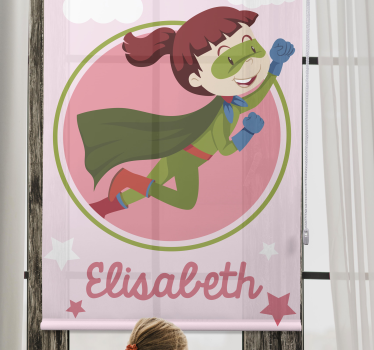 Supermulher verde com o nome da cortina de rolo de super-herói - TenStickers