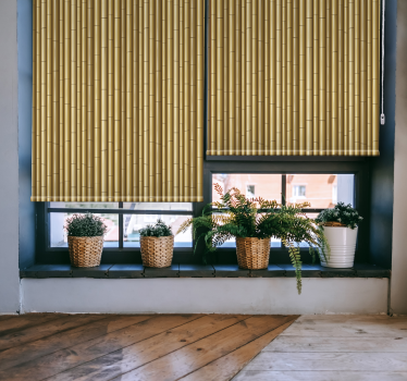 Textura de vime mais flores e cortina de rolo de planta - TenStickers