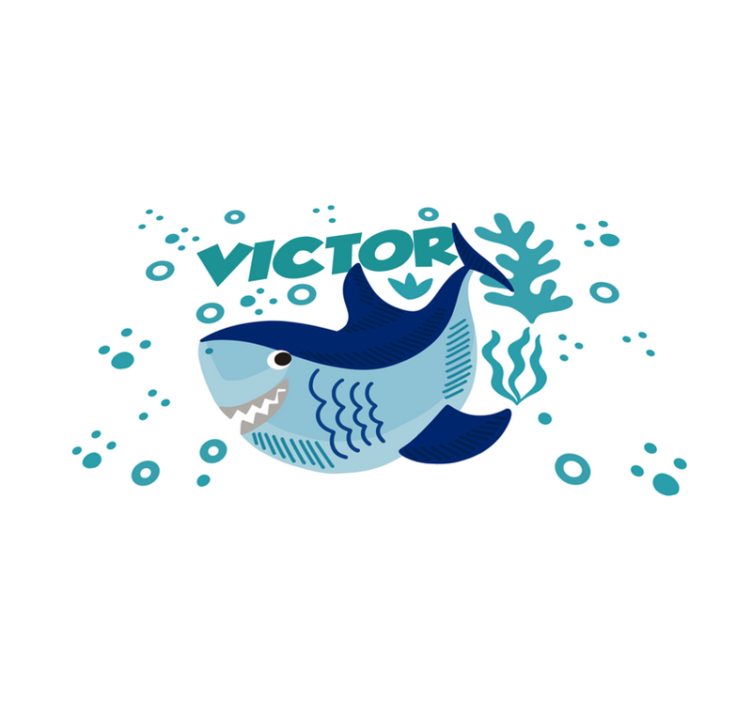 Individuais de mesa Tubarão bebê com nome - TenStickers