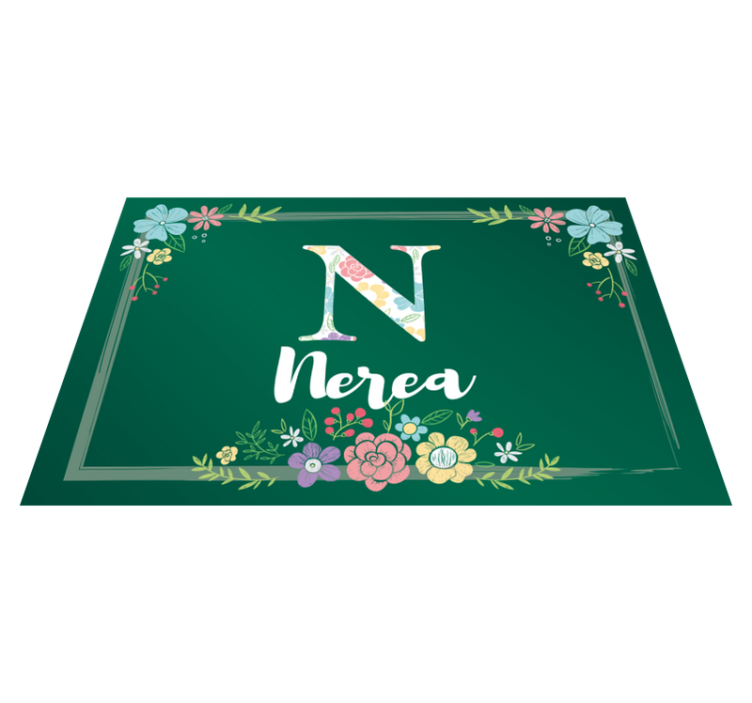 Verde com flores personalizáveis individuais de mesa de nomes - TenStickers