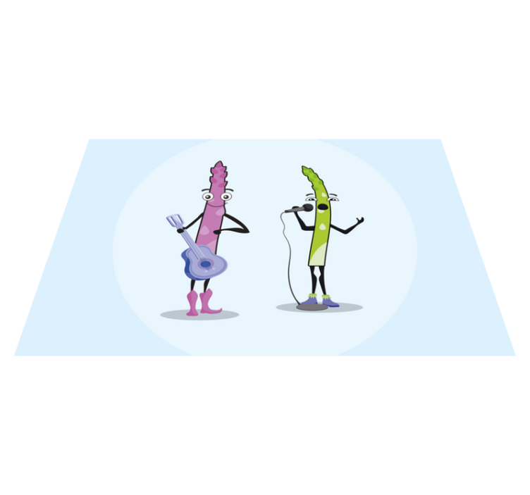 Individuais de mesa infantis Aspargos engraçados com uma guitarra - TenStickers