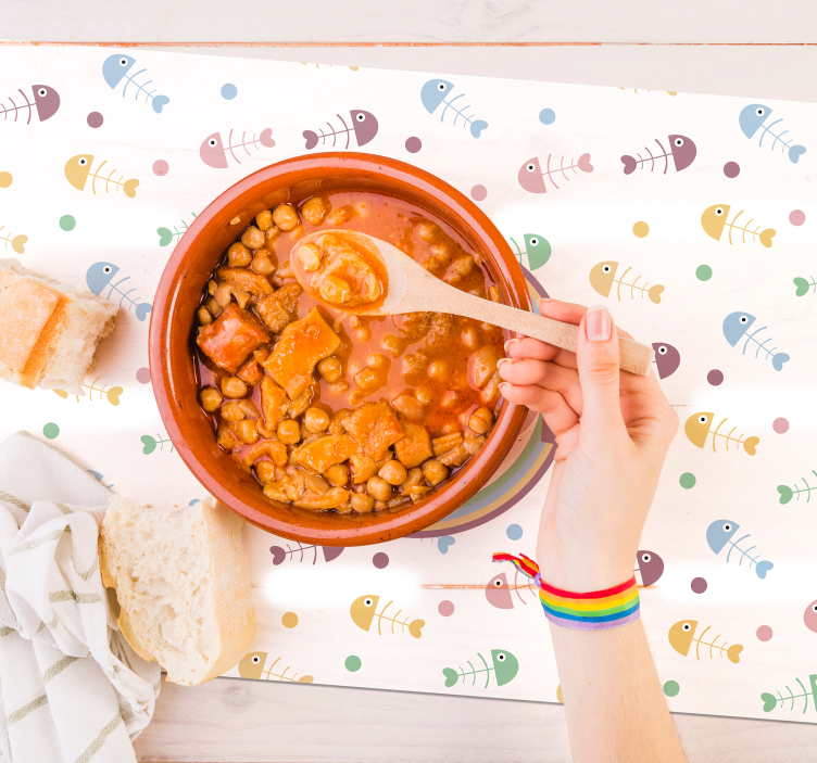 Individuais de mesa com nome Ossos de peixes - TenStickers