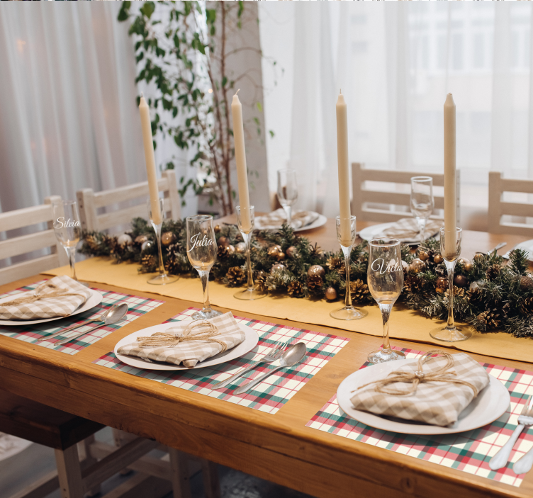 Individuais de mesa em vinil tartan de Natal - TenStickers