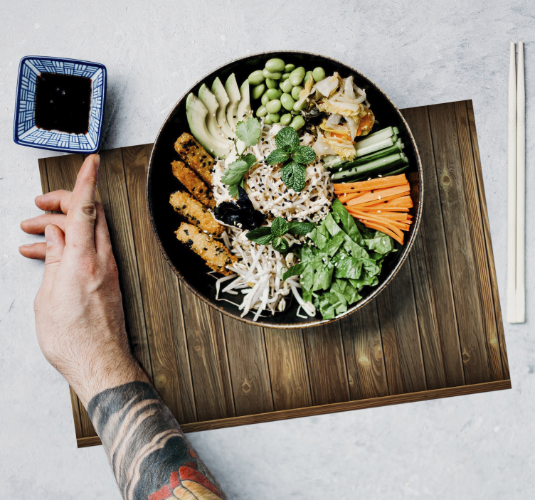 individuais de mesa imitação placa de madeira - TenStickers