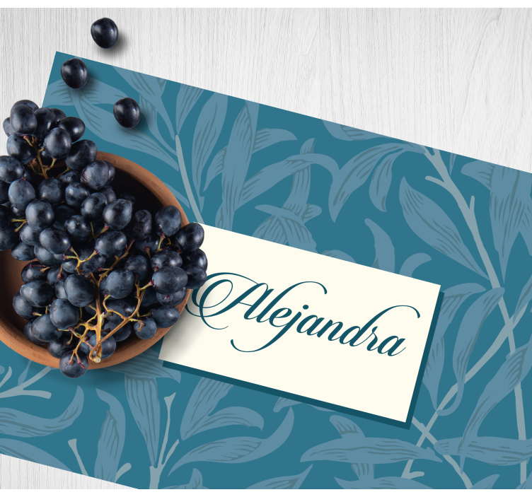 Individuais de mesa com nome design de folha elegante - TenStickers