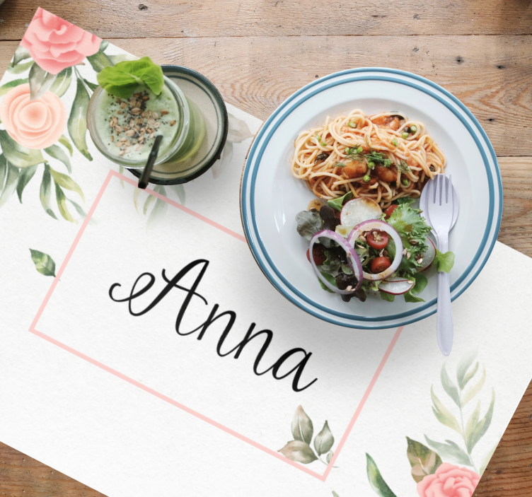 Individuais de mesa com nome florais personalizáveis - TenStickers