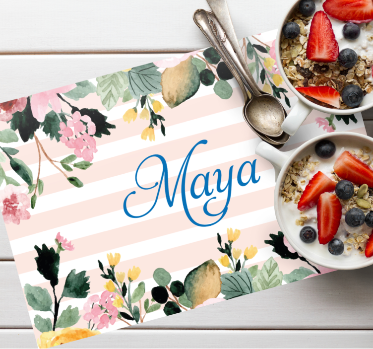 Individuais de mesa com nome floral personalizado - TenStickers