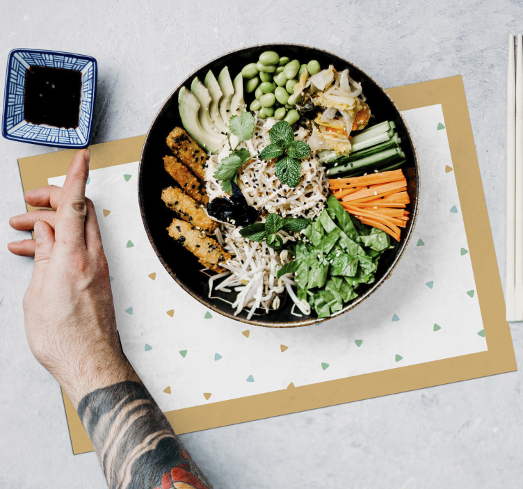 Individuais de mesa com nome padrão triângulo elegante - TenStickers