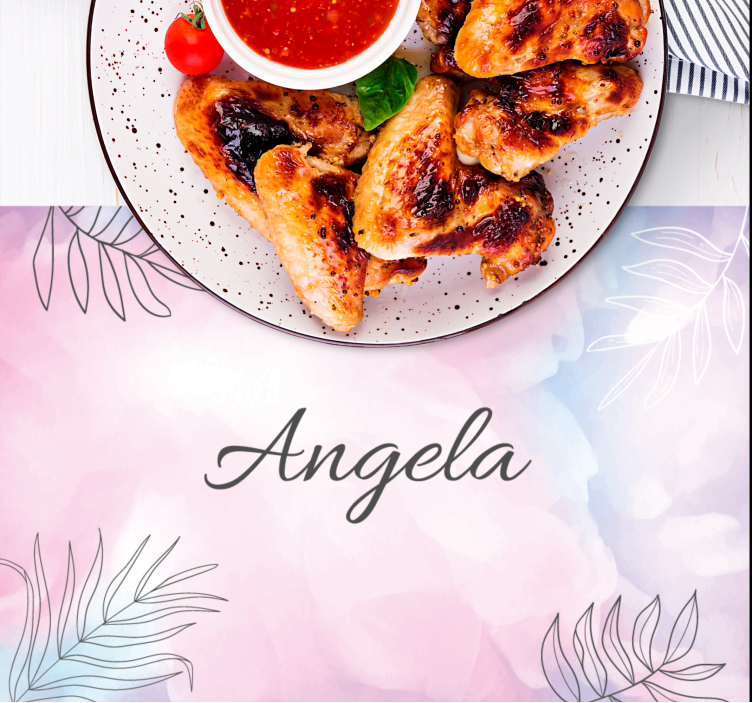 Individuais de mesa com nome prato floral elegante - TenStickers