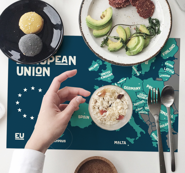 Individuais de mesa com texto mapa da união europeia - TenStickers