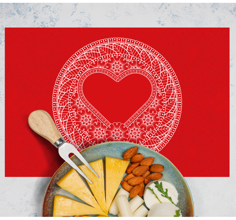 Individuais de mesa com texto padrão de corações - TenStickers