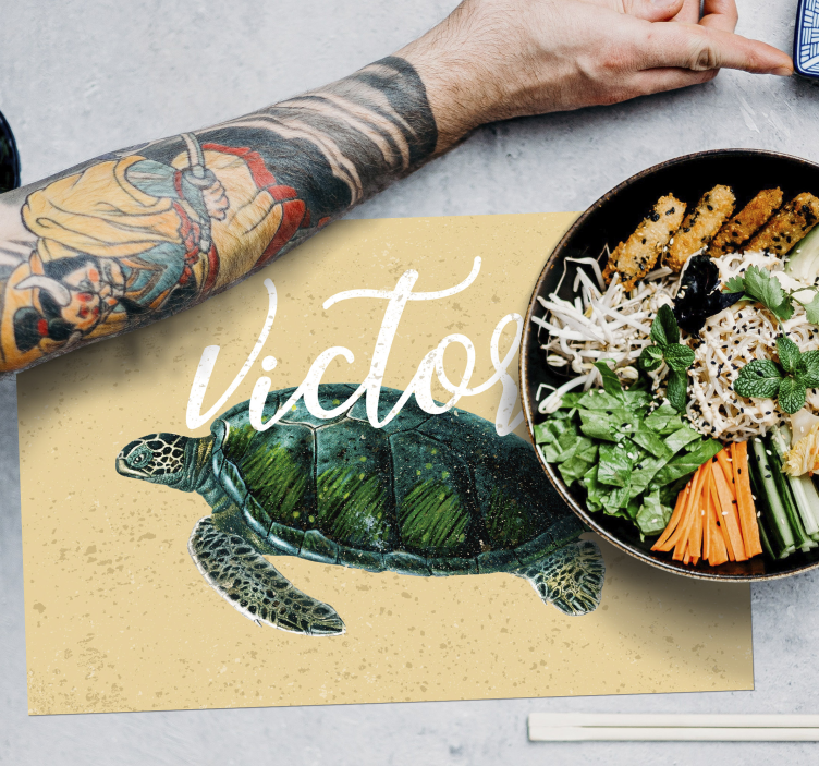 Individuais de mesa Tartaruga marinha com nome - TenStickers