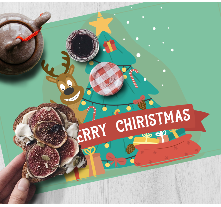 Individuais de mesa de natal Árvore festiva alegre - TenStickers